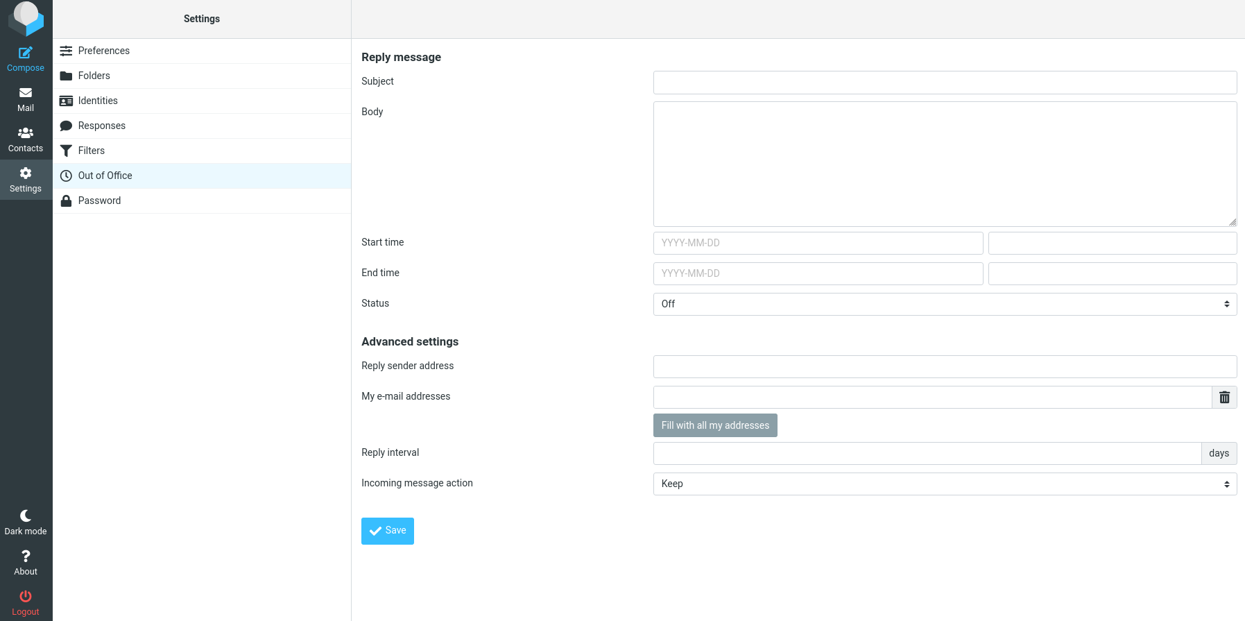 out of office screenshot